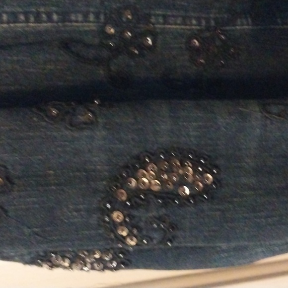 A Xl Flashback Jean jacket sequined Jean jacket Cotton spandex blend - Picture 4 of 4